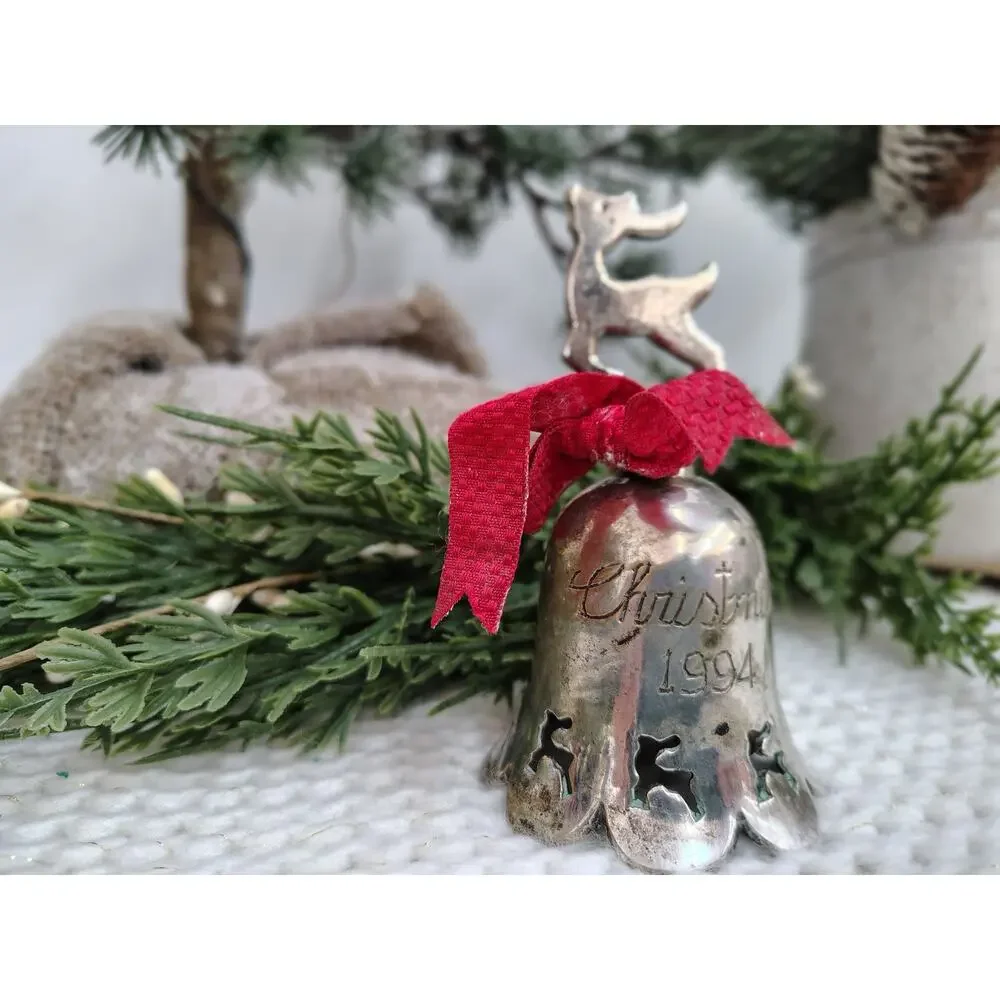 Silverplate Reindeer Bell Ornament – Christmas 1994